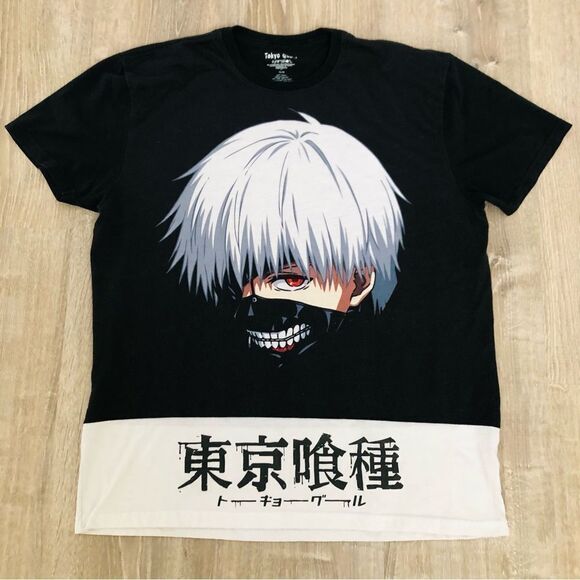 Tokyo Ghoul Ken Kaneki Funimation Anime Mens Black Short Sleeve Shirt Size XL - Picture 1 of 8